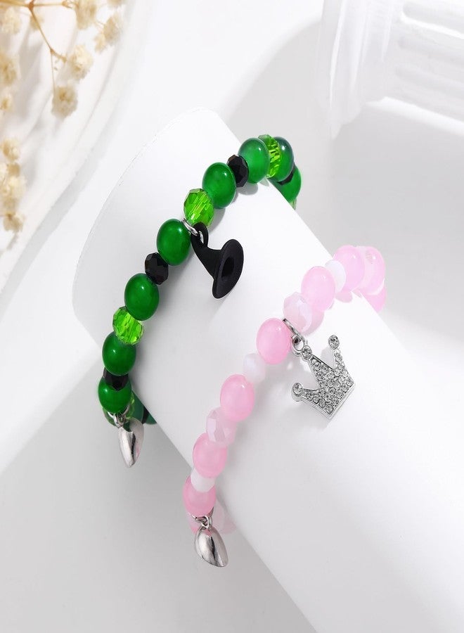 Korotho Friendship Matching Bracelets, Wcked Movie Merch Natural Stone Hat And Crown Best Friend BFF Bracelets Jewelry Christmas Valentine's Day Gifts for Fans Friends Party Gift (W) - Image 4